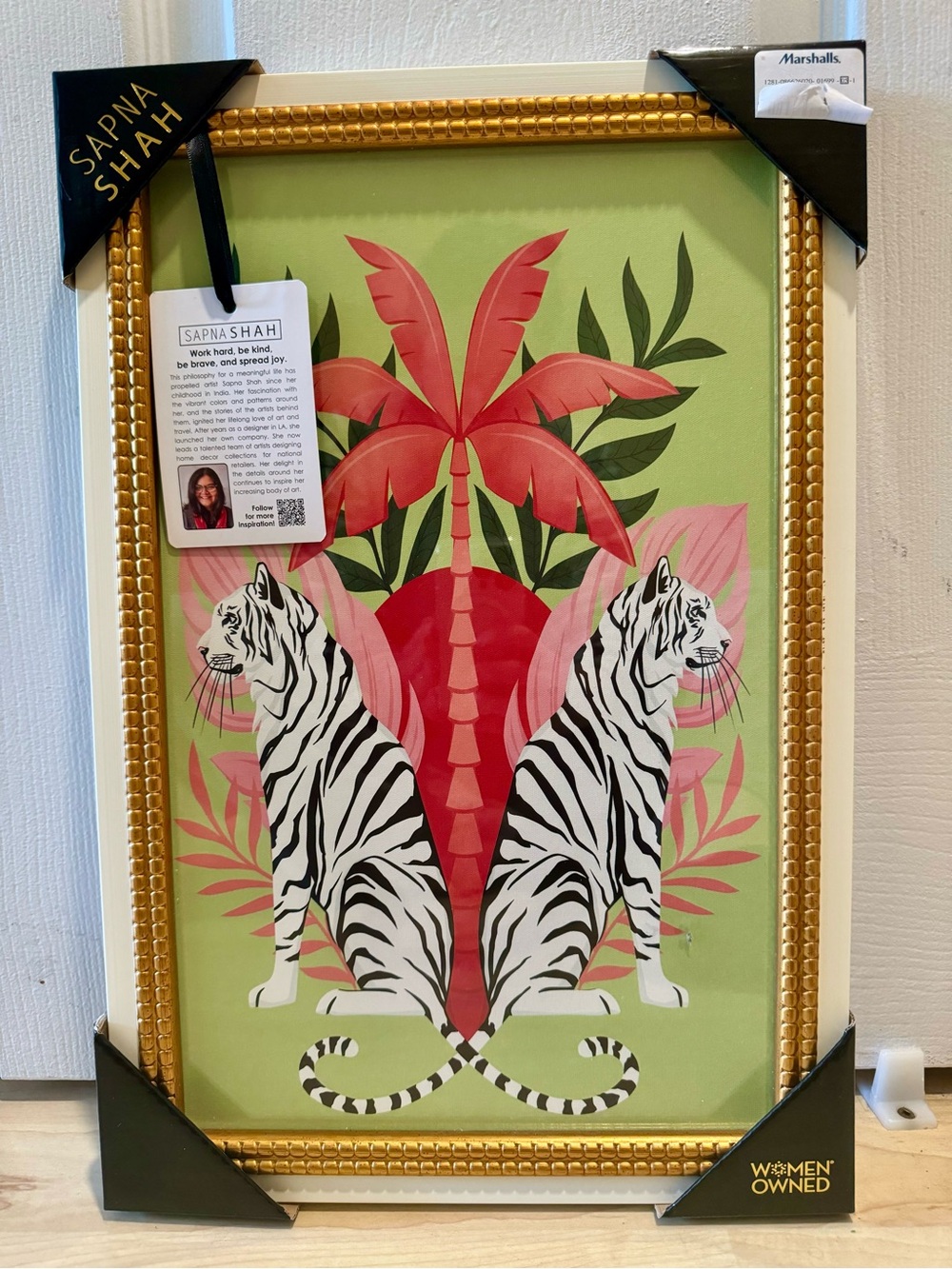 NWT Sapna Shah Framed Wall Art
"White Tigers" 18x12" NEW